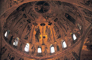 The fifteen cardinal virtues, in mosaic, in the dome of Ascension of Saint Mark's at Venice